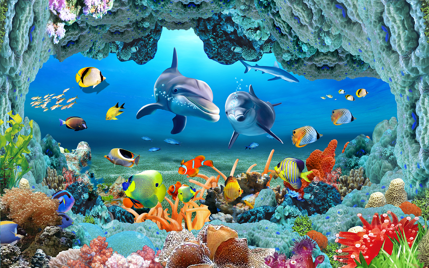 Hình ảnh tranh dán tường 3D con cá humandecor----116
