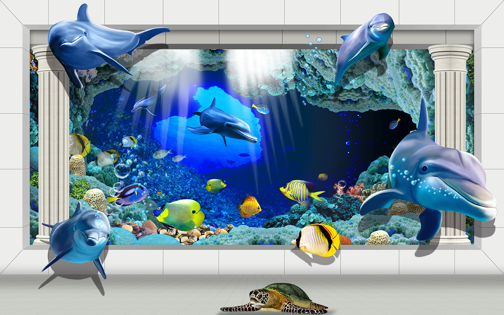 Hình ảnh tranh dán tường 3D con cá humandecor----161