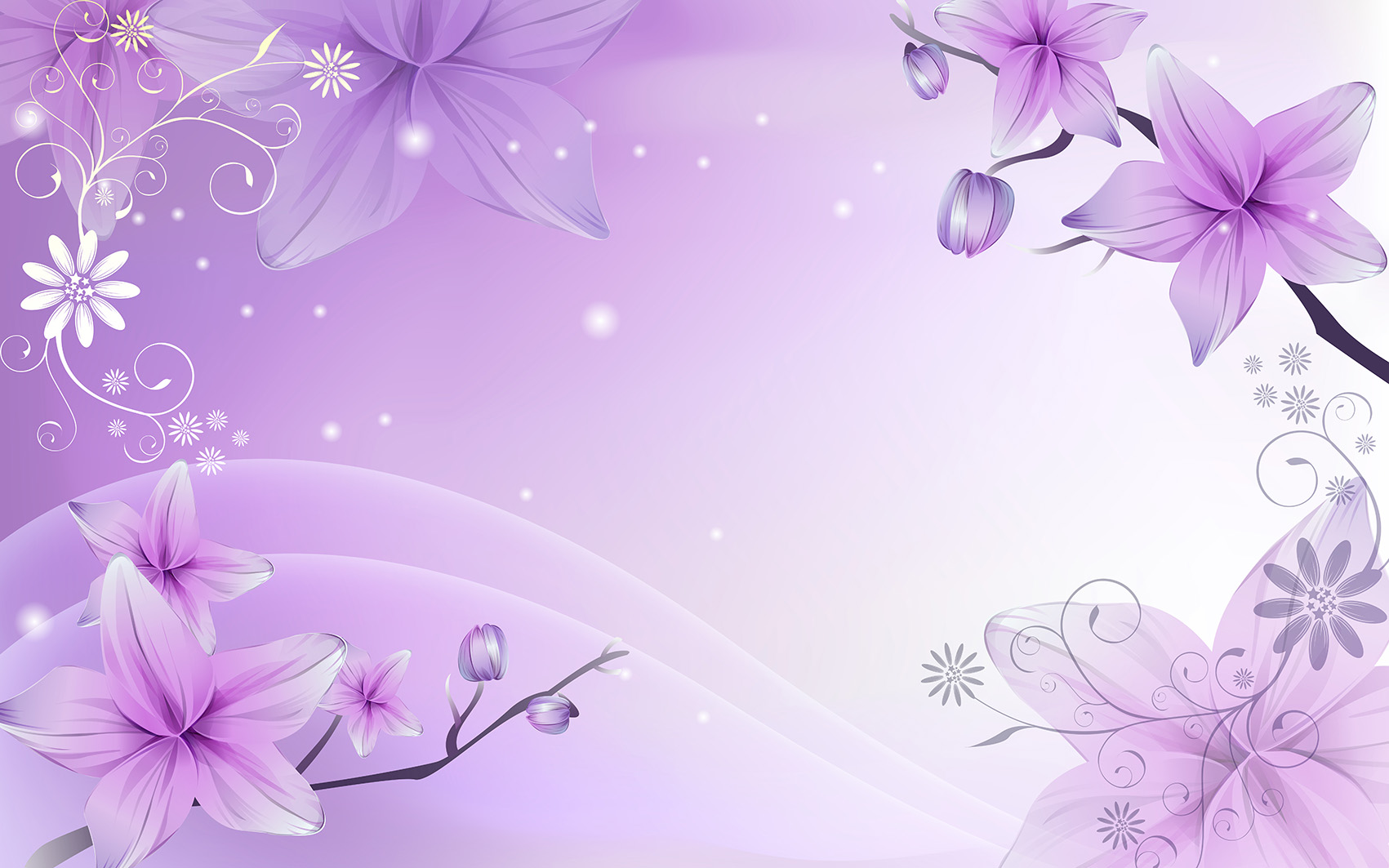 Фиолетовый фон с цветами нежный