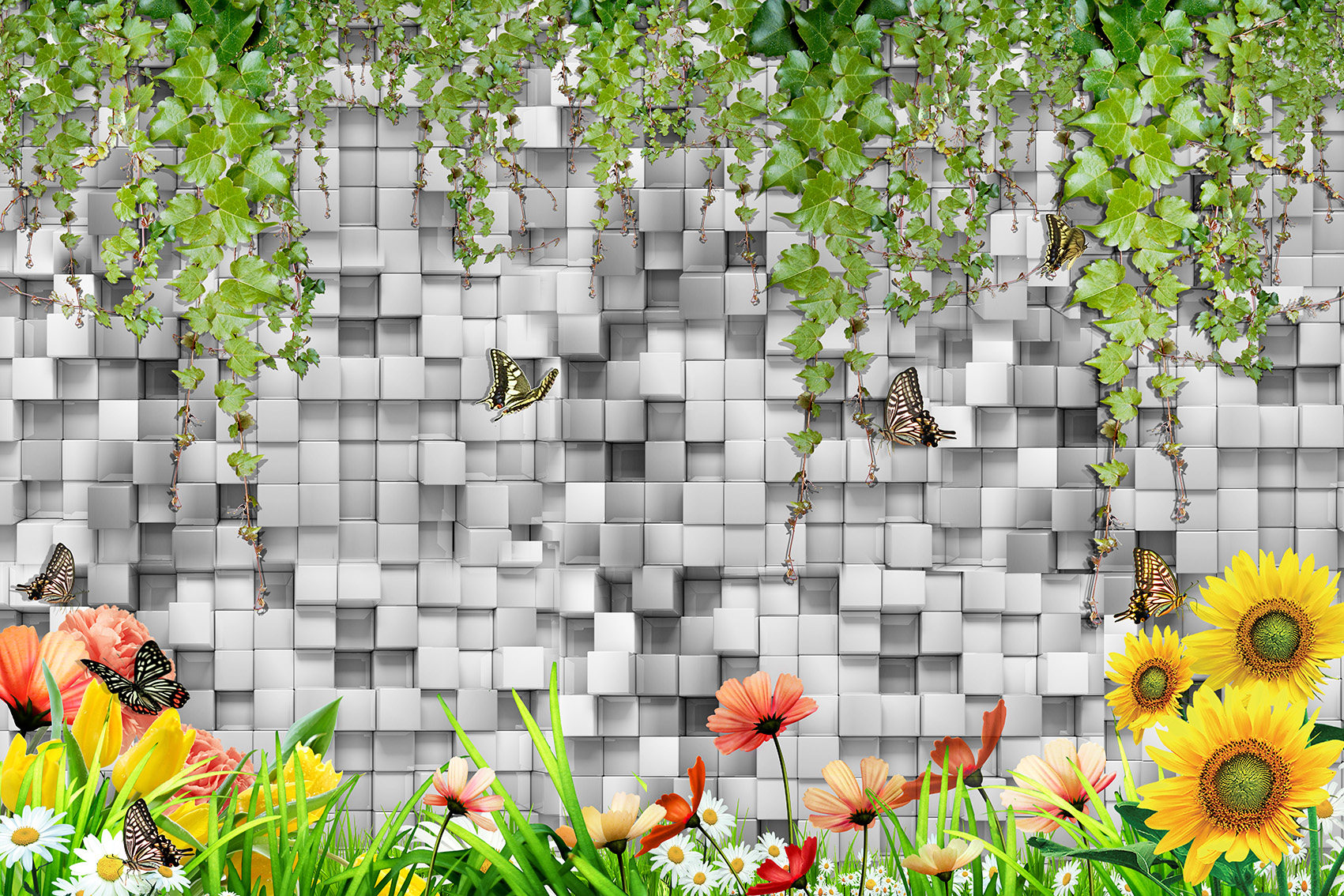 Hình ảnh tranh dán tường hoa lá humandecor----5115