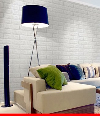 Xốp đá dán tường 3D màu trắng