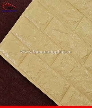 Xốp đá dán tường 3D màu vàng đồng