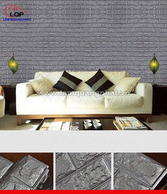 Xốp đá dán tường 3D màu xám