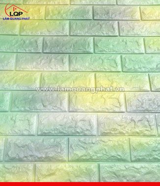 Xốp đá dán tường 3D màu xanh vàng